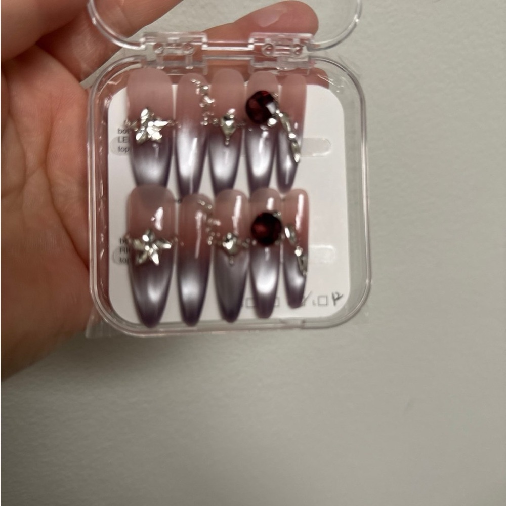 Purple Ombre Press-On Nails with Silver Accents